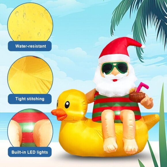 🆕4.5FT Christmas Inflatables Cute Blow Up Duck Santa Claus Outdoor Decorations - Picture 6 of 10